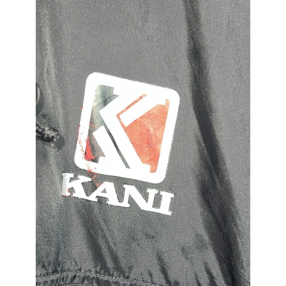 Karl Kani Endurance Sport Mens L Black Rain Coat Hood Full Zip Jacket VTG 90's